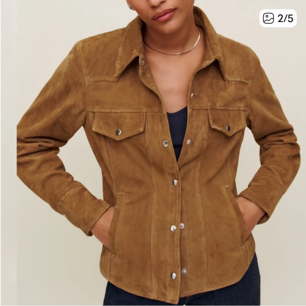 Reformation Suede Jacket in Warm Tan